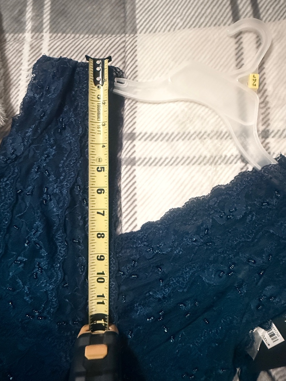 NWT Marina Navy Lace & Sequin V-Neck Dress - Picture 12 of 14